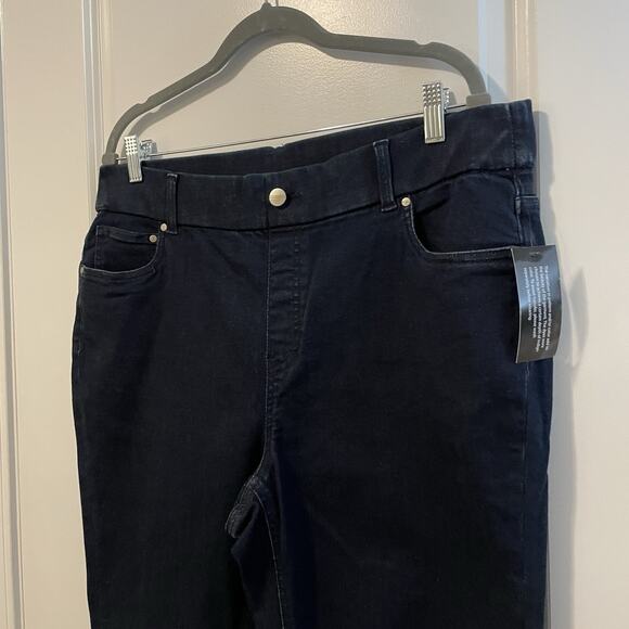 NWT D & Co Womens Stretch Jean Sz 18W Blue Dark Wash Pull On Skinny Leg Mid Rise - Picture 5 of 11